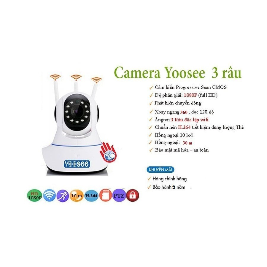 Combo Camera IP YooSee 2.5Mpx Full HD 2020 Tiếng Việt Và Thẻ Nhớ 32Gb Yoosee Chuyên Dụng ( BẢO HÀNH 5 NĂM )