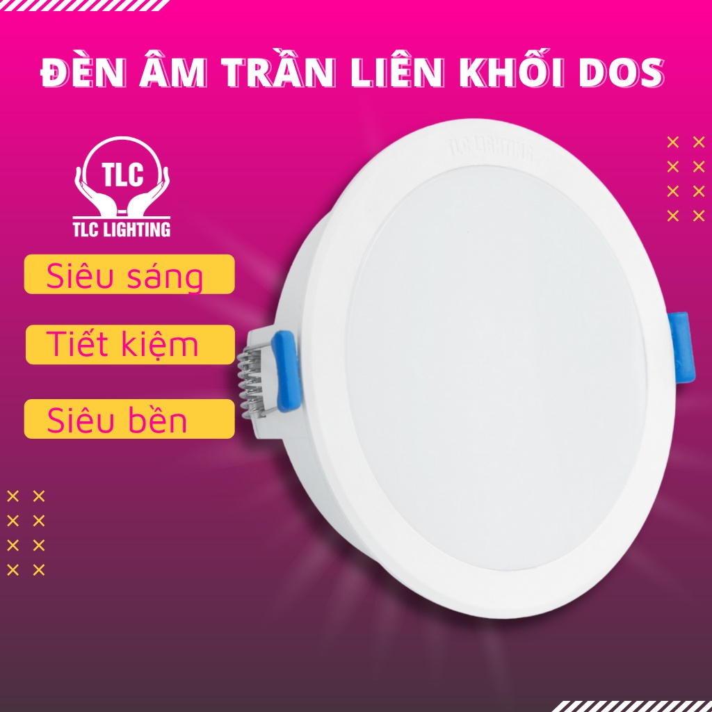 Đèn gắn tường chống nước, Đèn Led Âm Trần Liền Khối DOS TLC Lighting, bảo hành chính hãng TLC