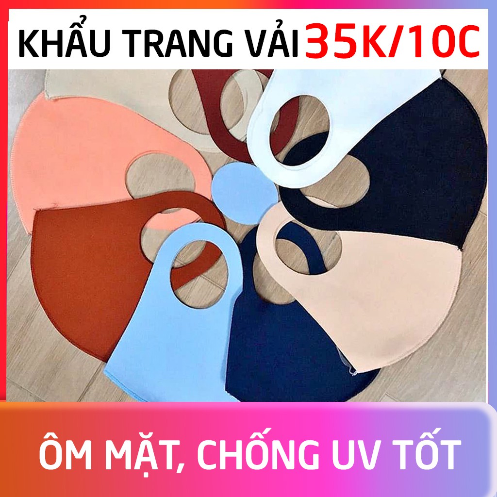 KHẨU TRANG vải ÔM MẶT GIÁ RẺ BÌNH ỔN 5 MÀU DỄ DÙNG VÀ SẠCH