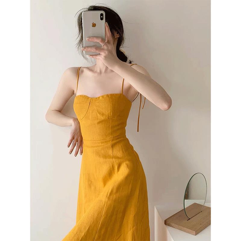 Đầm Hai Dây Xẻ Tà Mùa Hè Phong Cách Mới 2021 Cho Nữ đầm bầu váy nữ váy bé gái váy dài chân váy dài váy nữ chân váy dài