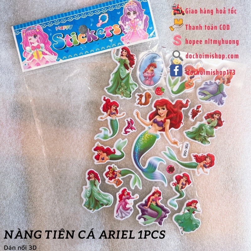 Nhiều Mẫu Sticker Dán 3D Pony Sofia Pooh Mickey Elsa Anna Car Barbje Đội bay Đội chó Mickey Công chúa Disney K22 YSK