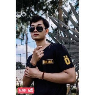 ( SALE 50%) Áo thun OHLINS Biker Tay Ngắn Tem Xe (Đen)