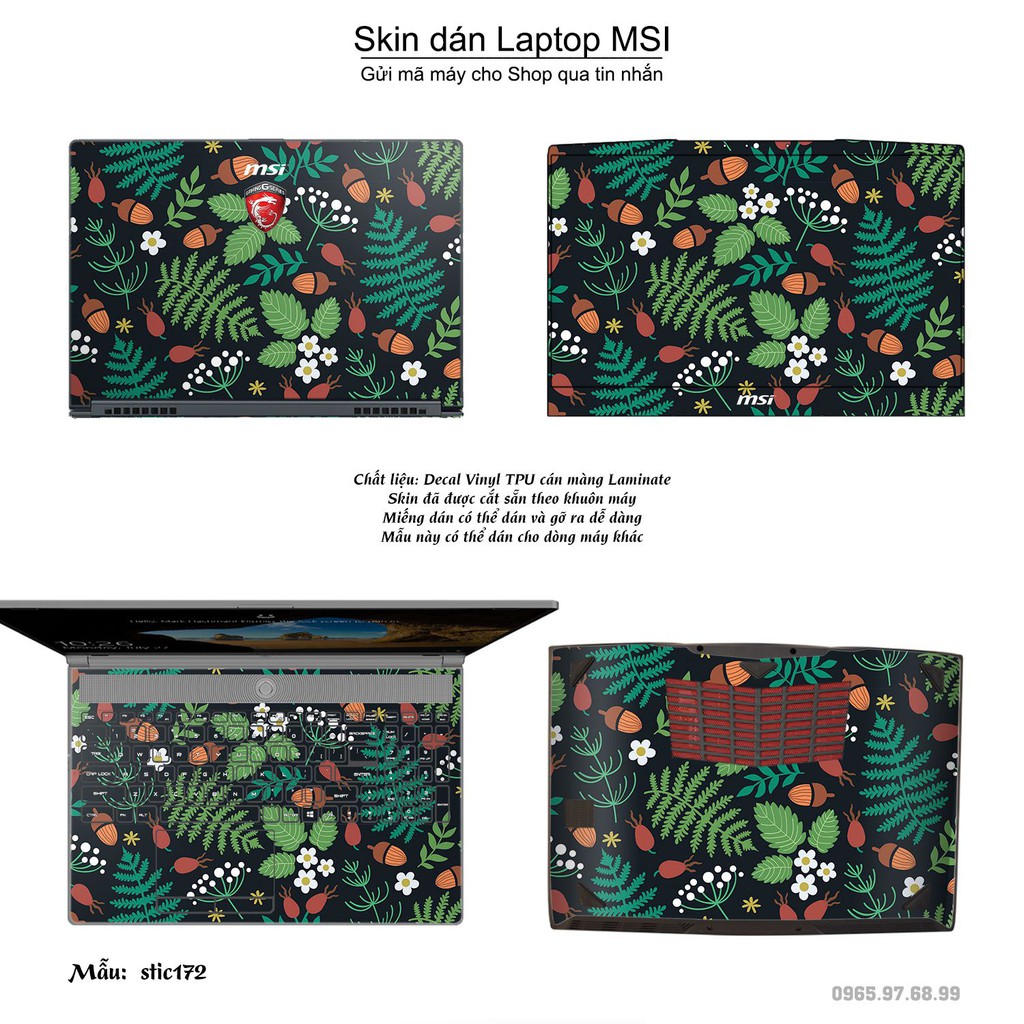 Skin dán Laptop MSI in hình Hoa văn sticker _nhiều mẫu 28 (inbox mã máy cho Shop)