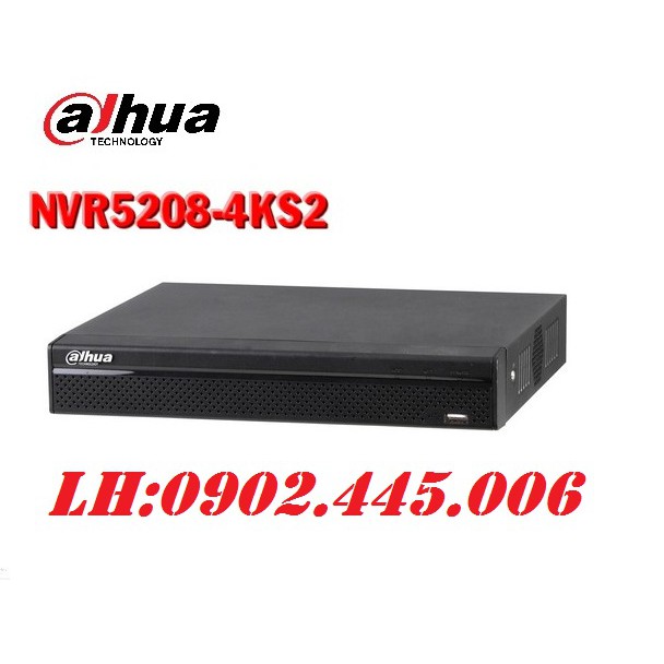 Đầu ghi hình IP dahua NVR5208-4KS2(8M), hỗ trợ 2 ổ cứng