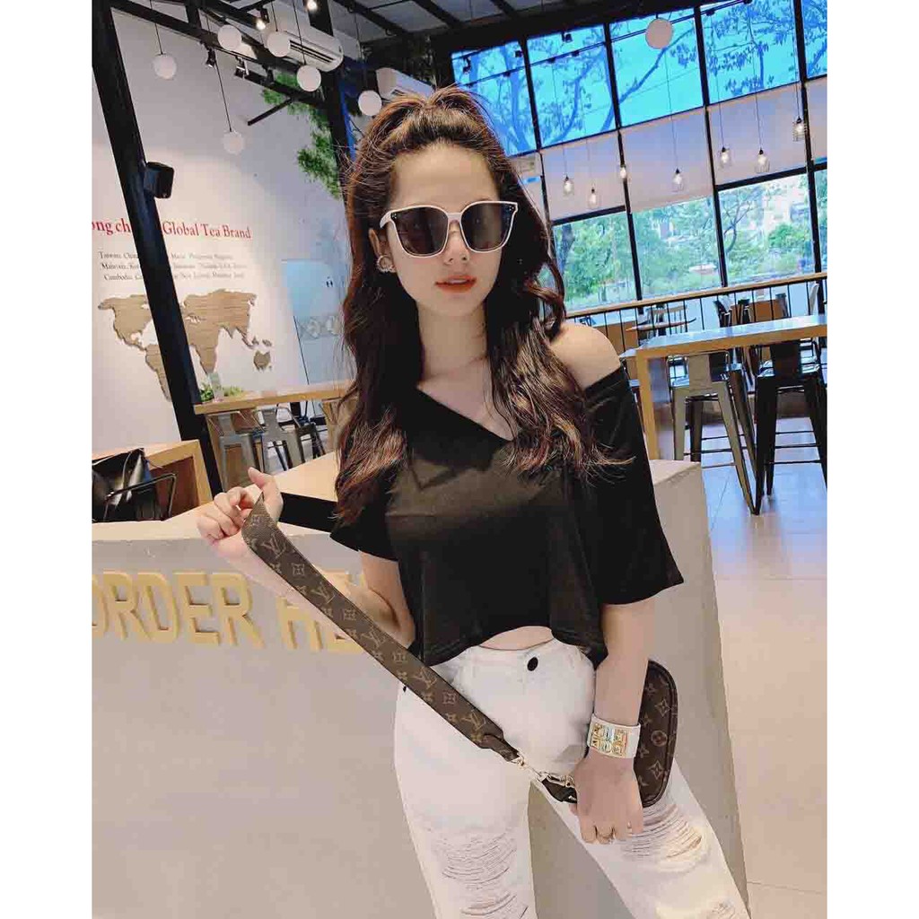 Áo thun lụa cổ tim xinh GB05066
