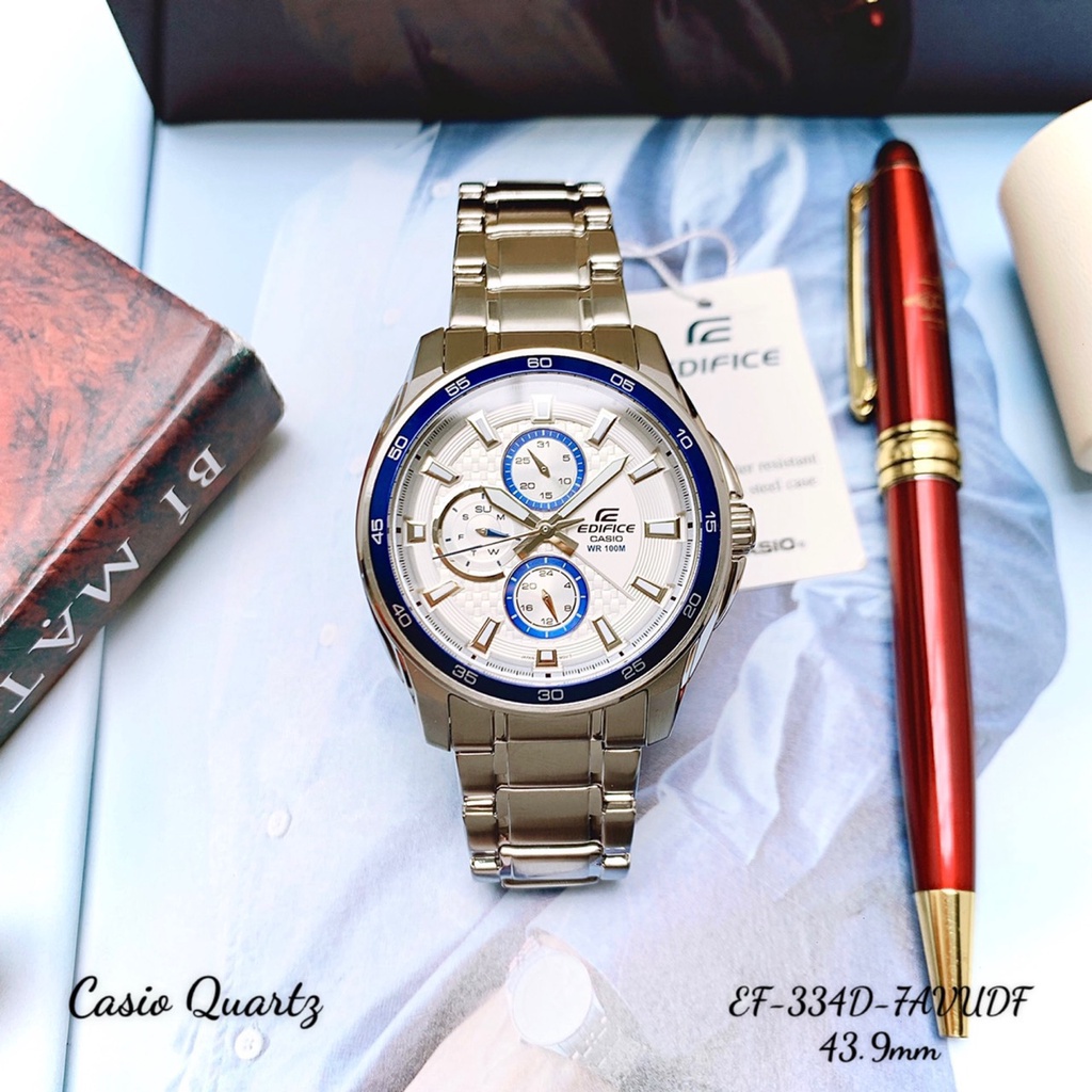 Đồng Hồ Nam Casio Edifice EF-334D-7AVUDF Náy Pin Dây Sắt