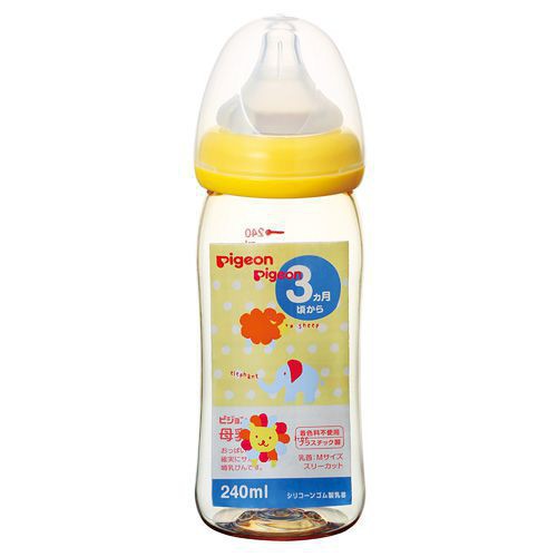 Bình Pigeon cổ rộng 240ml phiên bản hoạt hình (nhiều loại)CHÍNH HÃNG Núm ty với chất liệu cao cấp, mềm mại