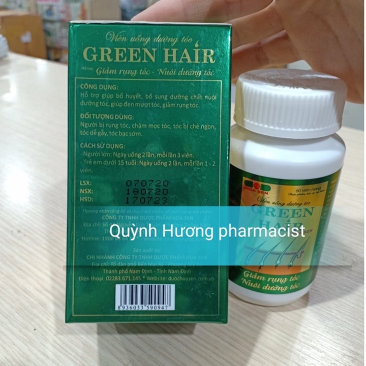 Viên uống dưỡng tóc GREEN HAIR lọ 60 viên giúp giảm rụng tóc,nuôi dưỡng tóc