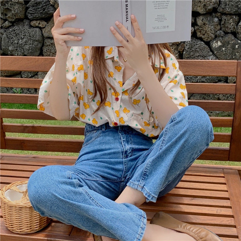 Áo Sơ Mi Tay Ngắn Cổ Bẻ In Họa Tiết Thời Trang