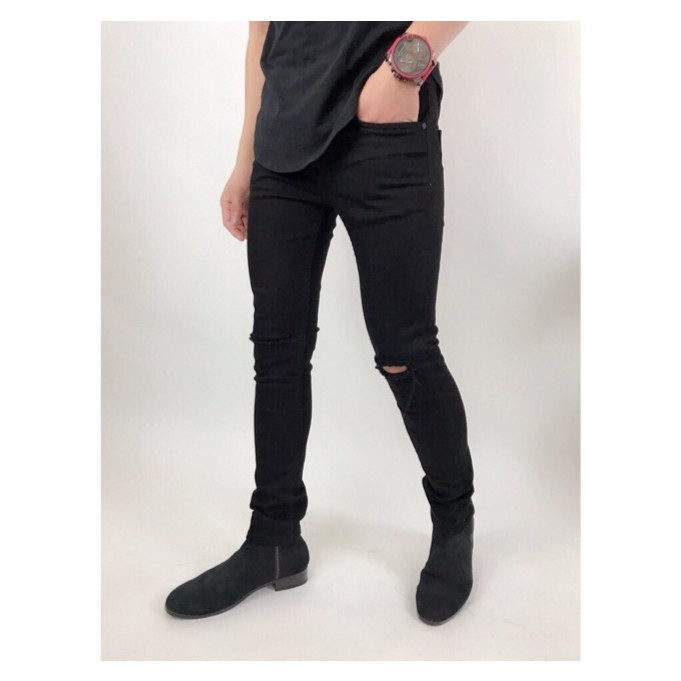 quần jean nam rách gối mẫu mới giá siêu rẻ ( CHẤT CO GIÃN TỐT ) số 00r