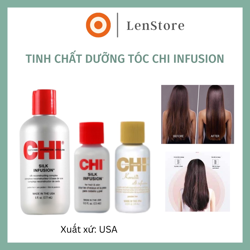 Tinh chất dưỡng tóc CHI Silk Infusion. Tinh dầu, serum dưỡng tóc mềm mượt, óng ả, phục hồi hư tổn 15ml