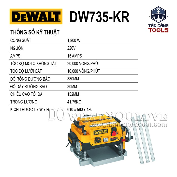 Máy Bào Cuốn Dewalt DW735 - Tặng Kèm 3 Lưỡi Bào