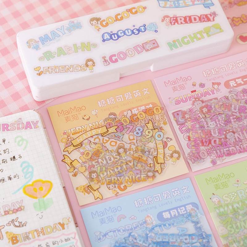 Sticker Dán Tường Chống Thấm Nước Họa Tiết Chữ Tiếng Anh Dễ Thương