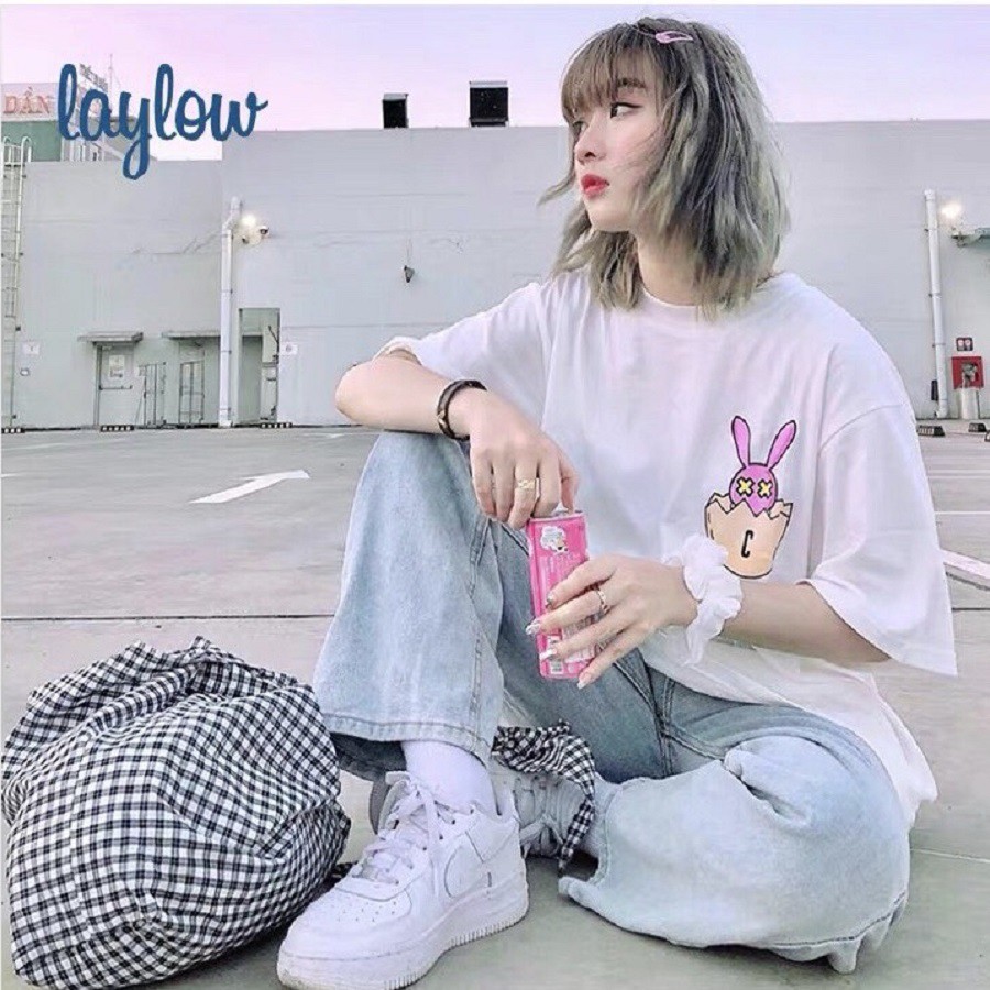 Áo thun tay lỡ in hình 2Seven thỏ trứng