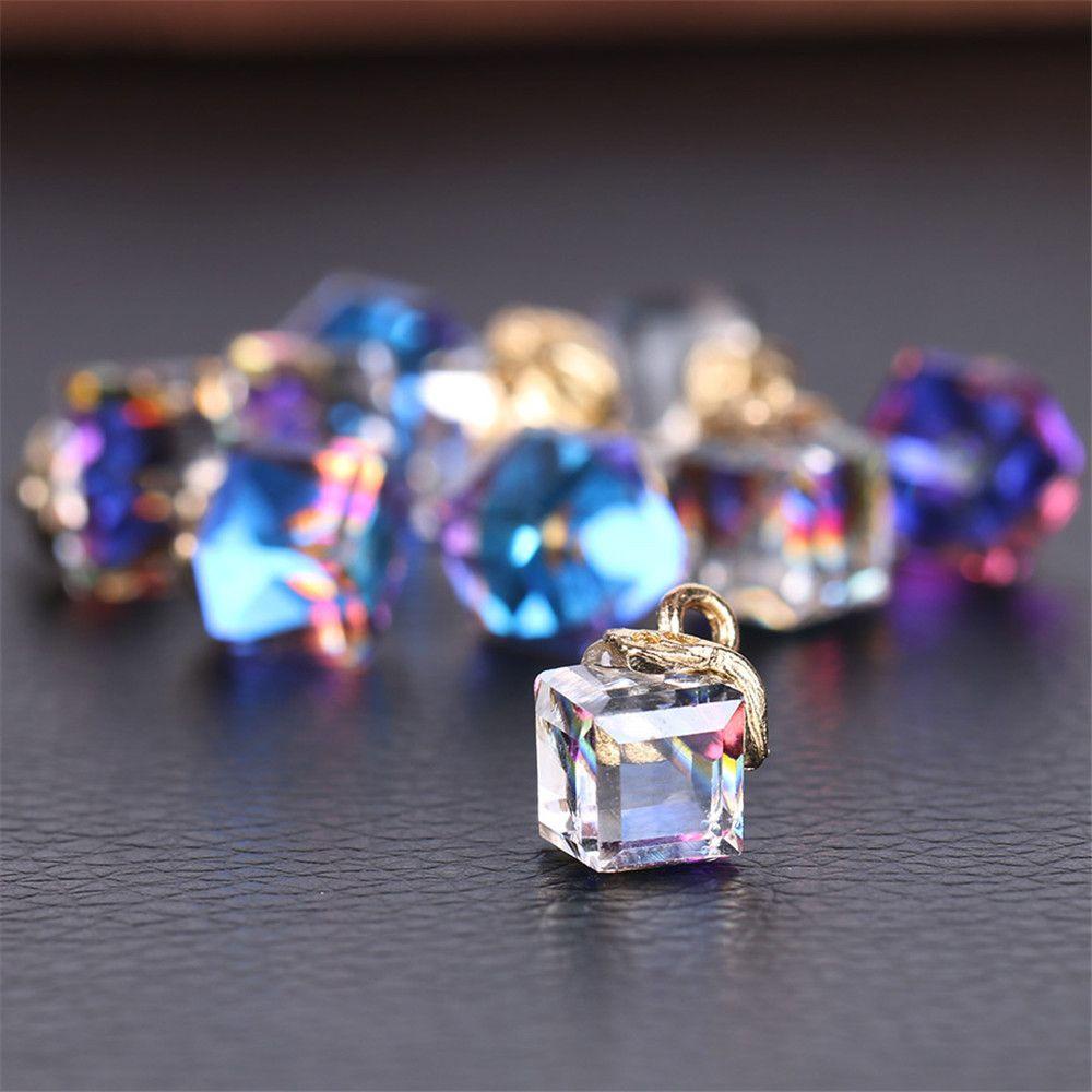 SUSANS Bộ 10 Hạt Pha Lê Hình Khối 14 Màu Dùng Làm Vòng Tay Thủ Công DIY