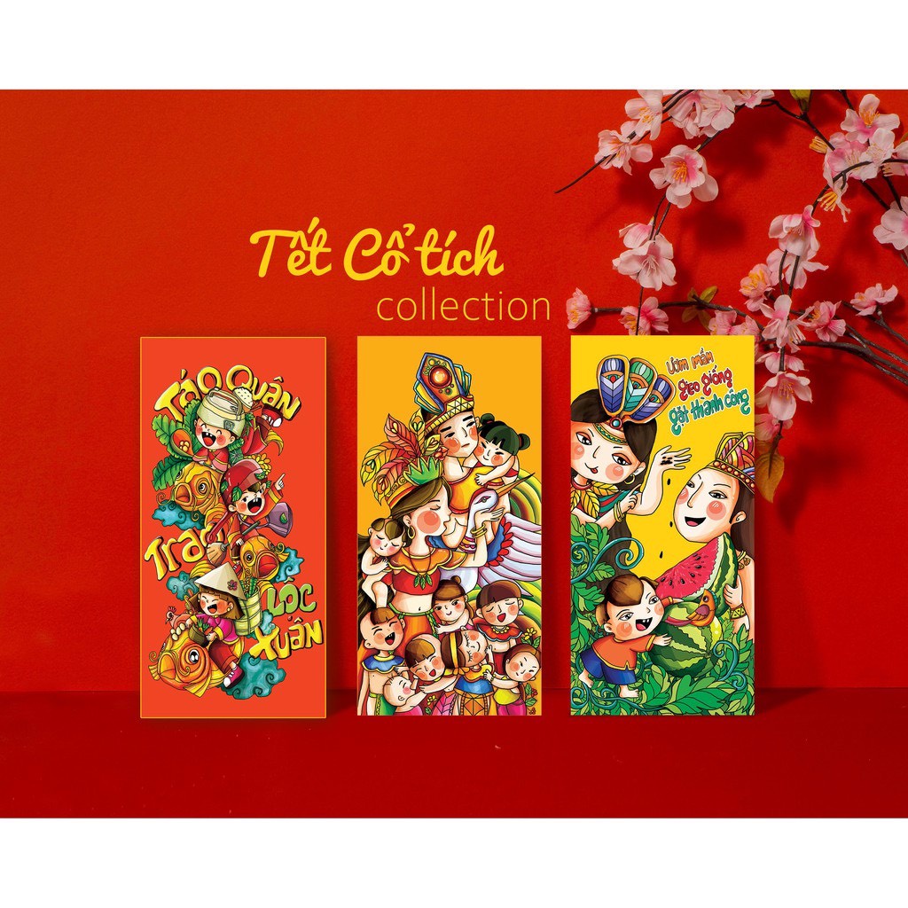 Bao lì xì tết 2022 gói 6 bao lì xì giá rẻ phong cách dân gian Sindecor