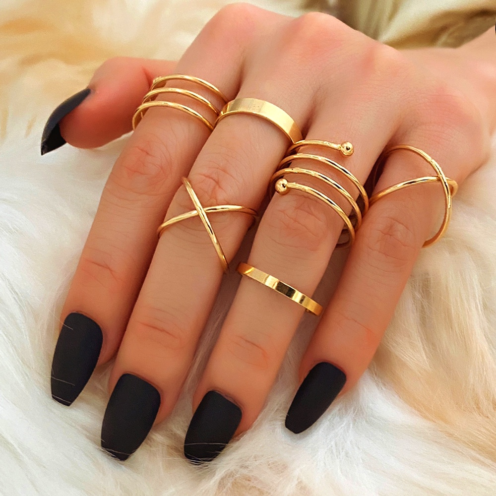 Bộ Nhẫn Mạ Vàng Phong Cách Bohemian Thời Trang