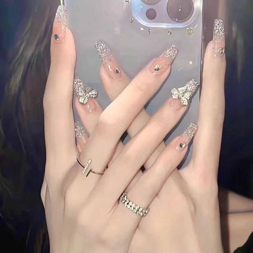 Móng Tay Giả Màu Trắng Thuần Khiết Phong Cách Học Sinh Mới 2022