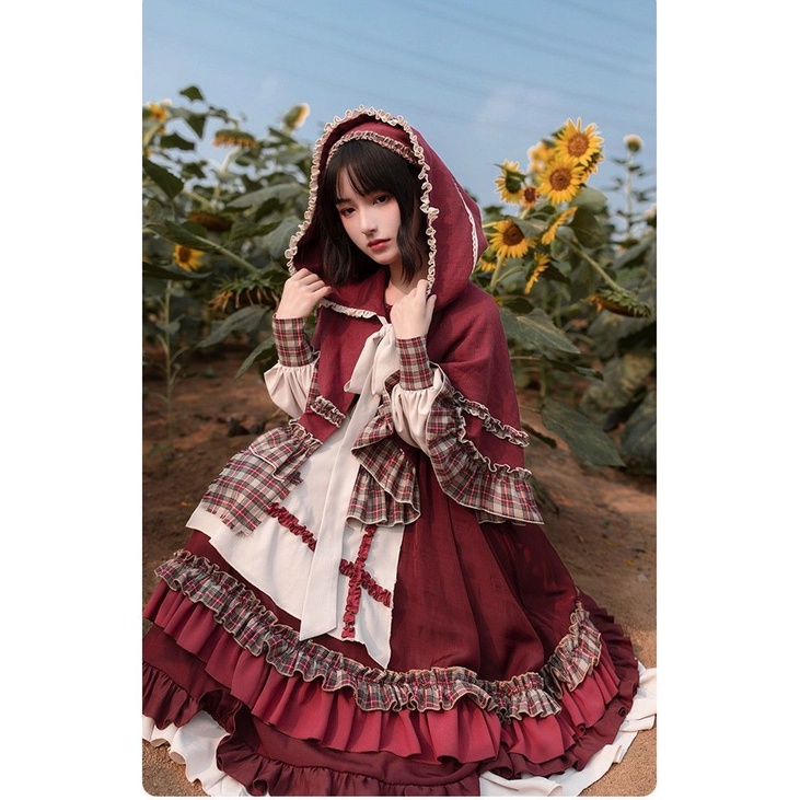 Sẵn- Sét váy đầm công chúa lolita cô bé quàng khăn đỏ