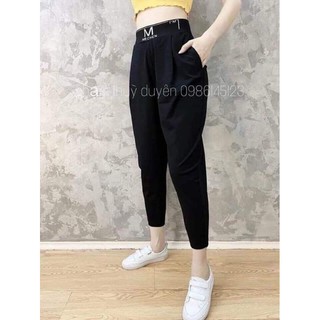 Quần Baggy Nữ Cạp chun Màu Đen - Chất vải co dãn - Mặc Đi làm công sở đi học đi chơi siêu xinh
