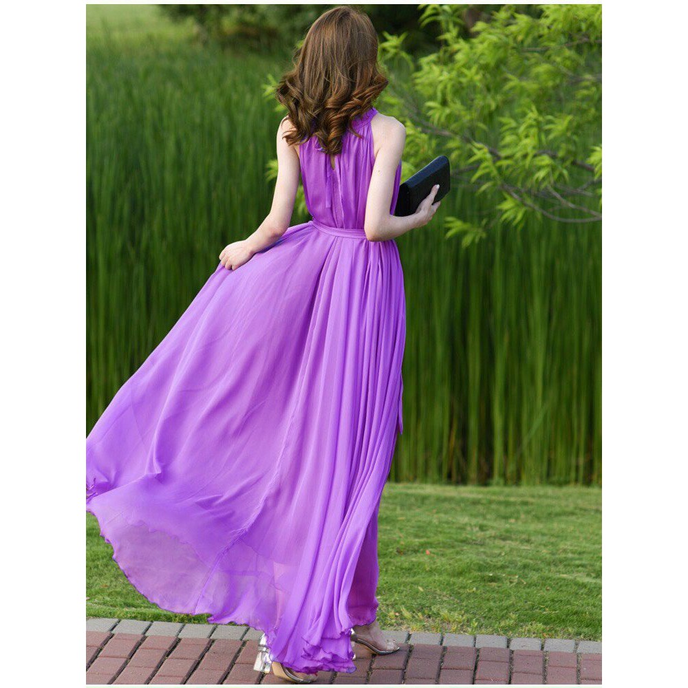 ĐẦM MAXI SUÔNG CỔ YẾM THẮT DÂY EO Chất: chiffon lót thun  Màu: đen, trắng, tím Kiểu dáng: đầm suông dài form rộng, cổ yế