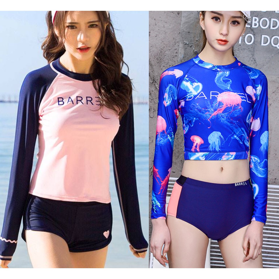 Đồ Bơi Tay Dài Chống Nắng AT540 Mây Xanh Áo Tắm Hai Mảnh Áo Dài Tay Quần Bơi Short | BigBuy360 - bigbuy360.vn