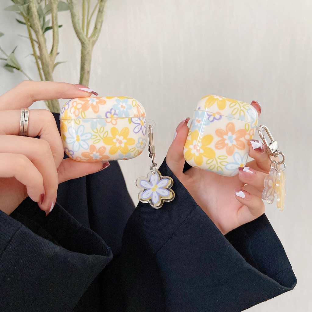 Vỏ Bảo Vệ Hộp Sạc Tai Nghe AirPods3 AirPods3 Màu Kem Trong Suốt Họa Tiết Hoa Dễ Thương 2021 Ốp