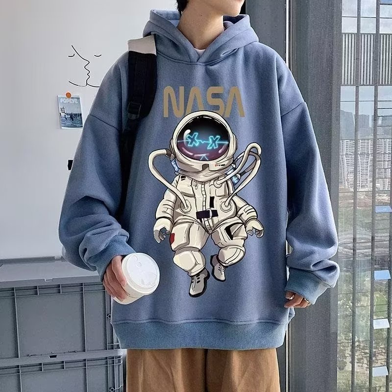 Áo hoodie Dáng Rộng In Hình Phi Hành Gia Phong Cách hip hop Đường Phố Hàn Quốc Chất Lượng Cao Cỡ M-5XL Dành Cho Nam