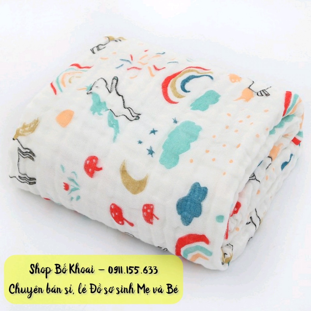 Khăn tắm xô nhăn 6 lớp siêu mềm, siêu thấm cho bé - Chăn xô nhăn 6 lớp đa năng  - Bố Khoai Store