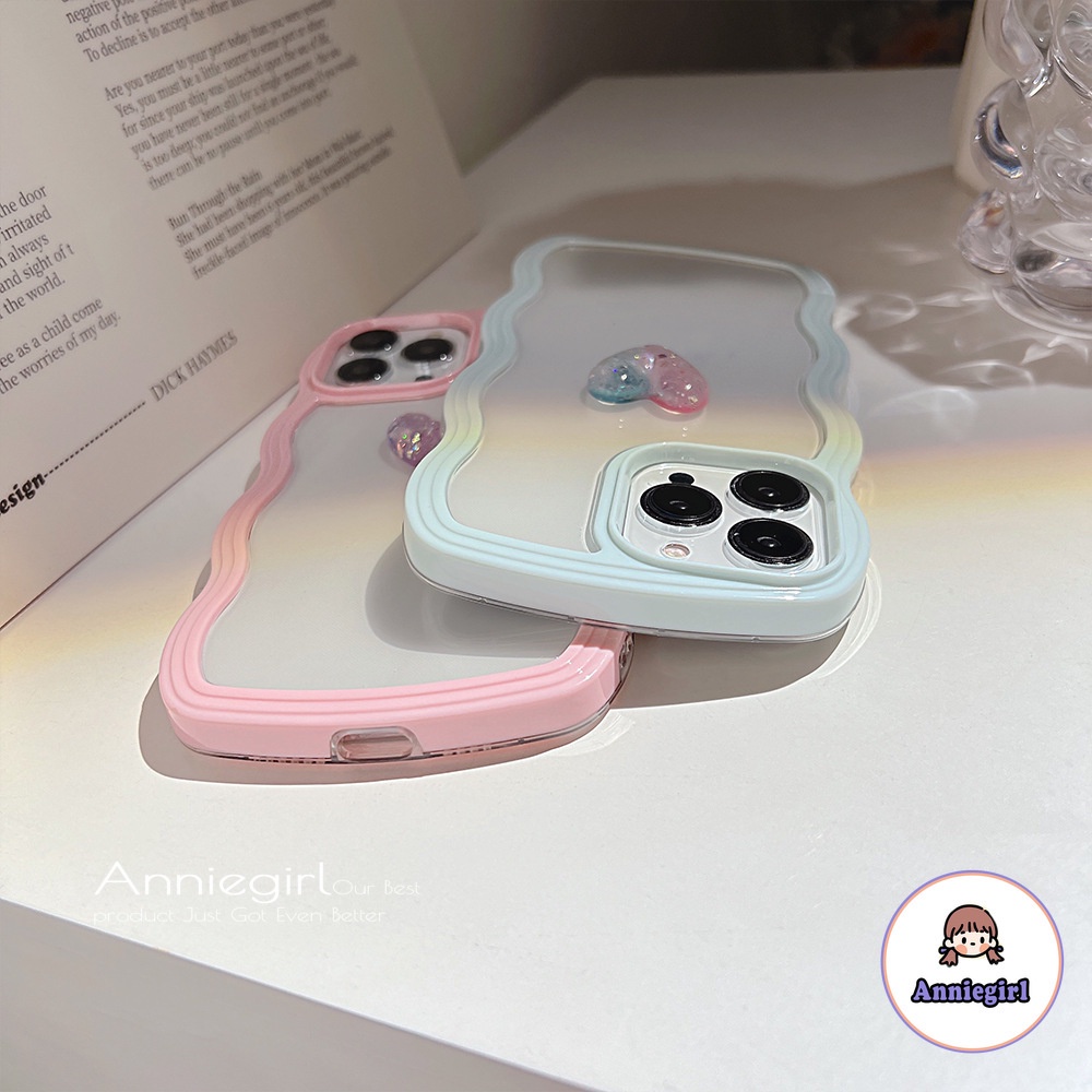 Ốp Điện Thoại TPU Mềm Chống Sốc Màu Gradient 3 Trong 1 Hình Trái Tim Cho IPhone 14 13 12