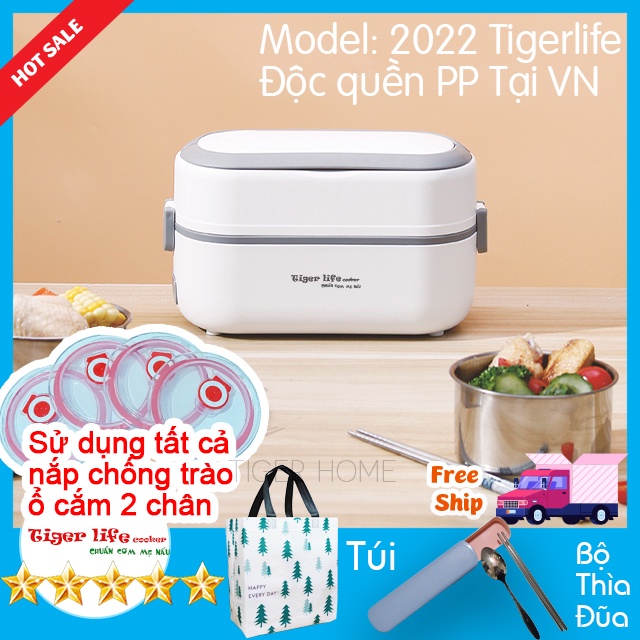 Hộp Cơm Hâm Nóng, Hộp Cơm cắm Điện MINISTYLE Tặng Kèm Bộ Đũa Túi Xách 2 Bát inox - 4 bát inox Bh 12 Tháng