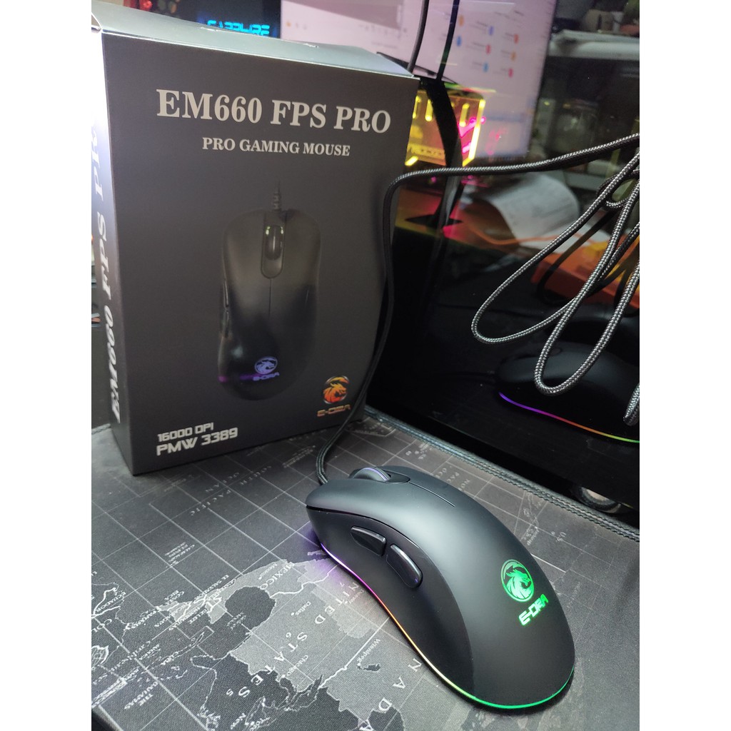 Chuột Gaming E-Dra EM660 Pro FPS ( LED RGB, 16000 DPI, Phần mềm tùy chỉnh ) - Bảo hành 24 tháng