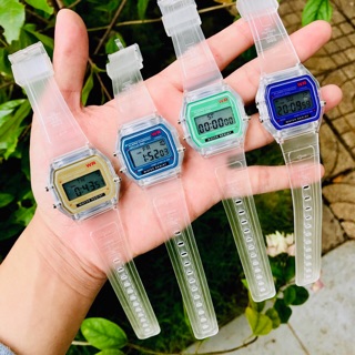 Đồng hồ nam nữ điện tử WR dây nhựa dẻo V12