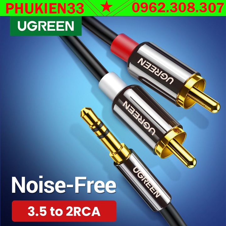 Cáp audio 3.5mm ra 2 đầu RCA UGREEN độ dài tự chọn