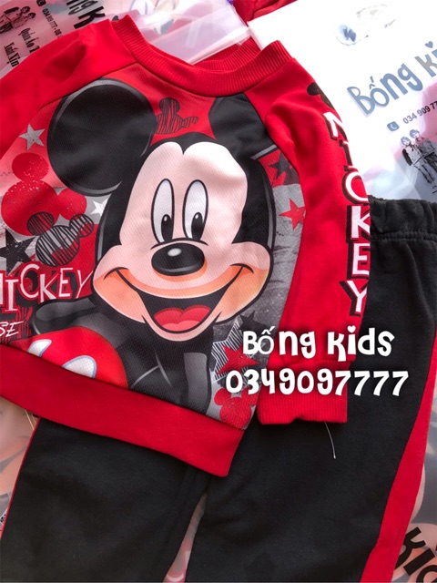 Bộ Bé Trai Mickey Tay Chữ Đỏ