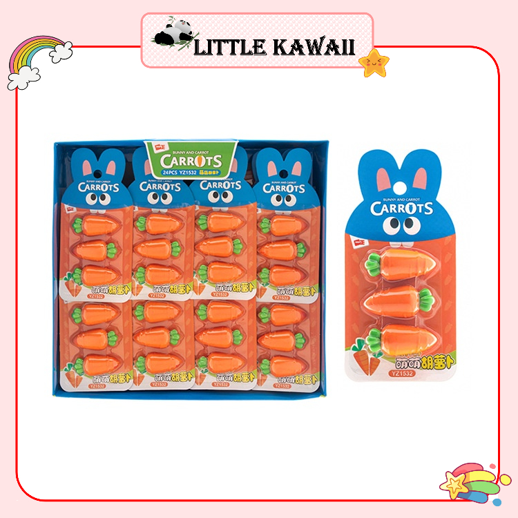 Set 3 cục gôm/ tẩy bút chì hình củ cà rốt dễ thương iigen