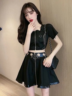 Set Áo Croptop Váy Ulzzang Cá Tính
