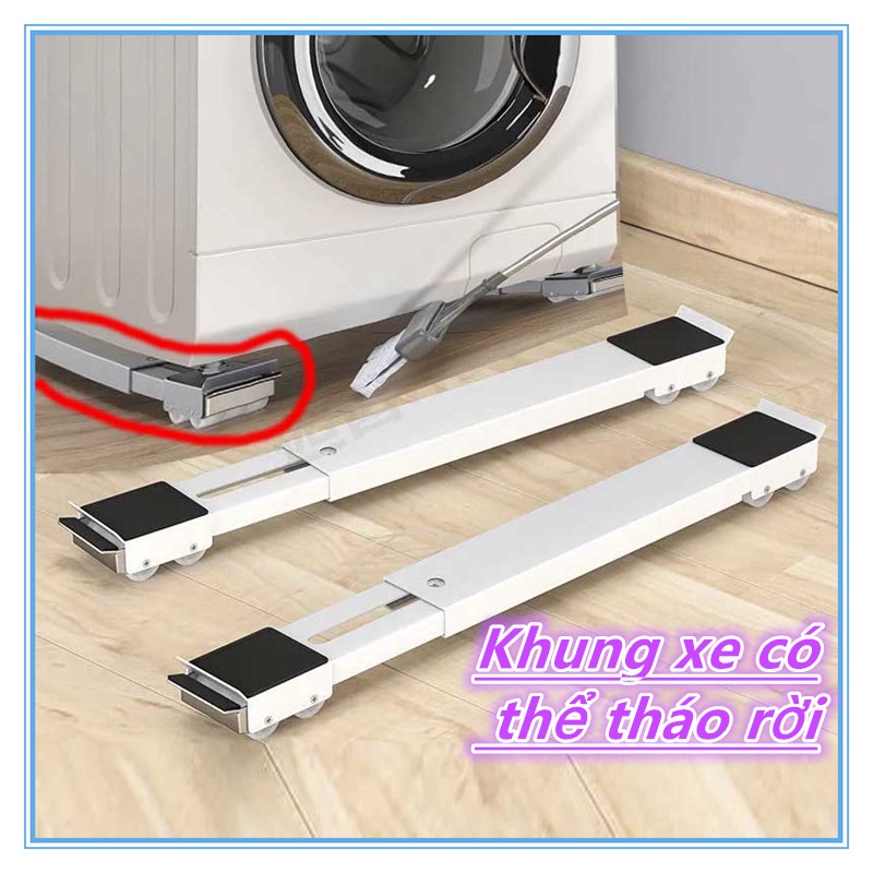 Chân Máy Giặt Di Động Và Tủ Lạnh Cao Cấp (44-75cm) Tải Tối Đa 300kg - Hàng Nhập Khẩu Chân Máy Giặt, Chân Tủ Lạnh Đa Năng Inox