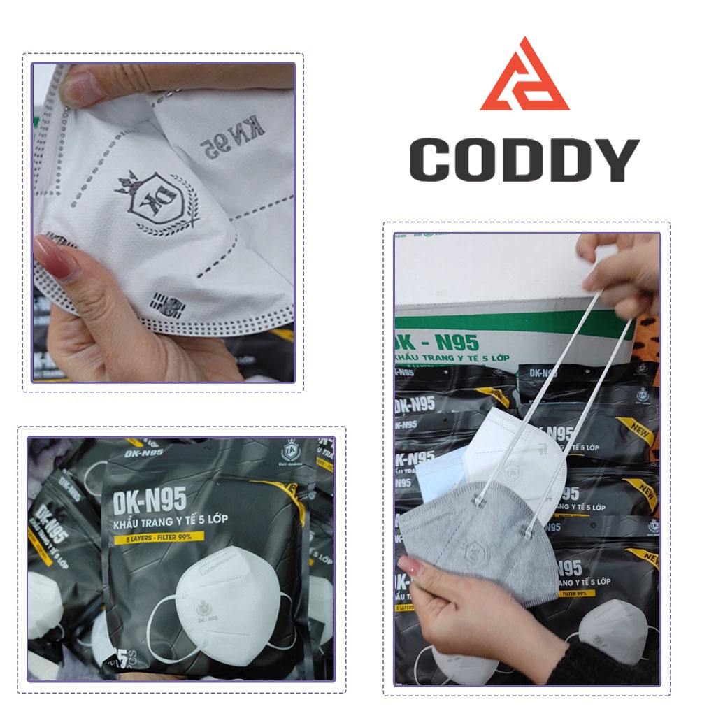 Set 50 chiếc khẩu trang N95 không van vải không dệt, khẩu trang y tế 5 lớp, kháng khuẩn chống bụi mịn chất lượng cao