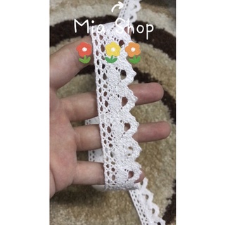 Ren chỉ ren cotton màu trắng bản 2,5cm