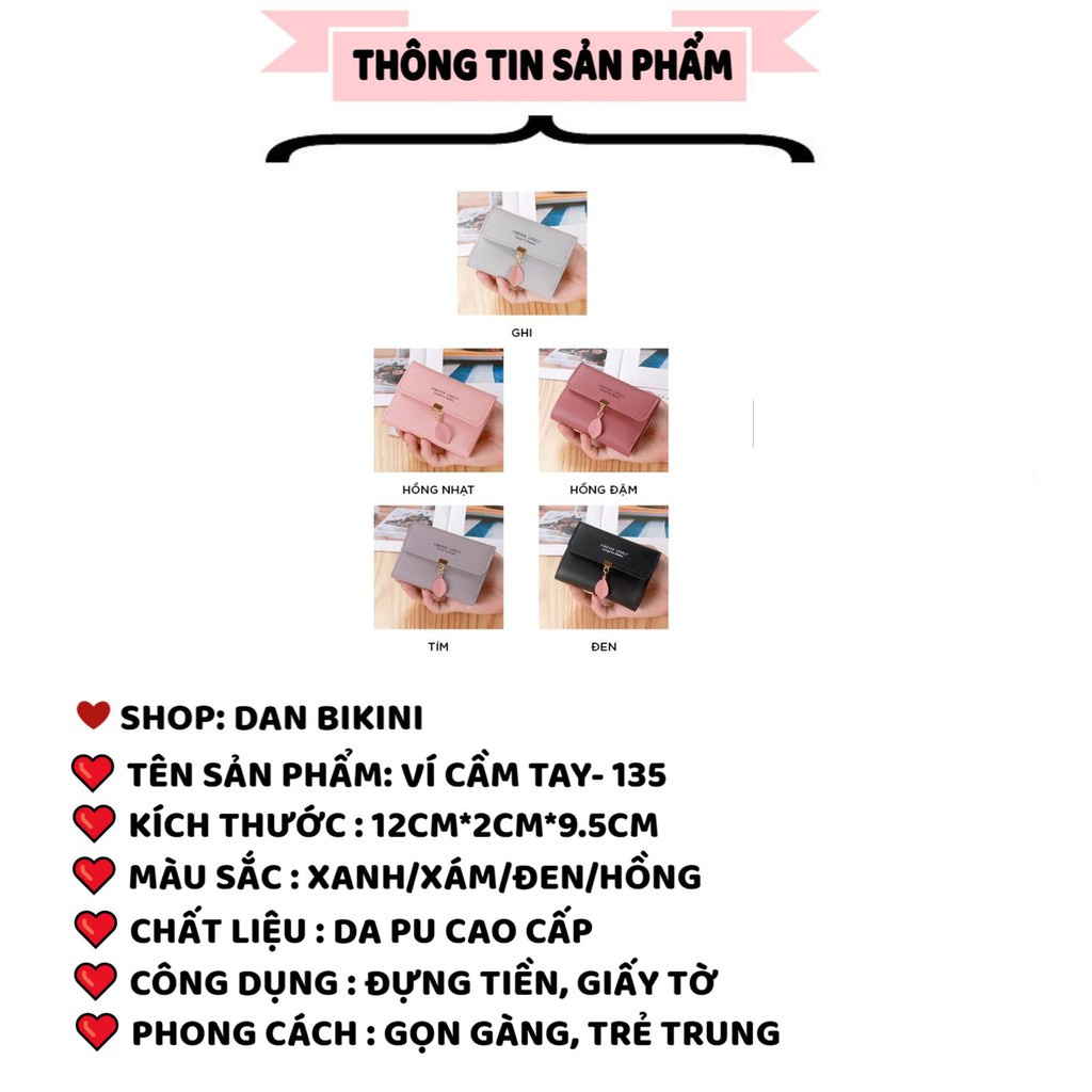 Ví Da Nữ ❤️FREESHIP❤️ Ví Nữ Cầm Tay bỏ túi mini cao cấp đựng tiền Mẫu 135