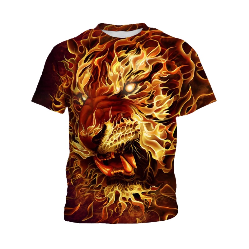 Áo Thun Thể Thao Tay Ngắn Mềm Mại In Hình Hổ Thời Trang Đường Phố Cho Bé Trai