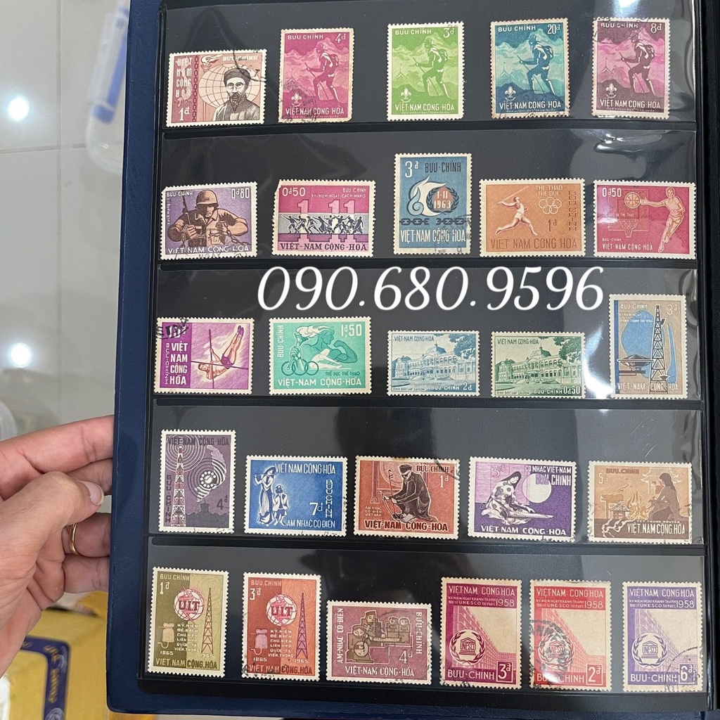 Bộ 400 Con Tem Xưa Khác Nhau Giai Đoạn 1955-1975, Kèm Album Đẹp Như Hình