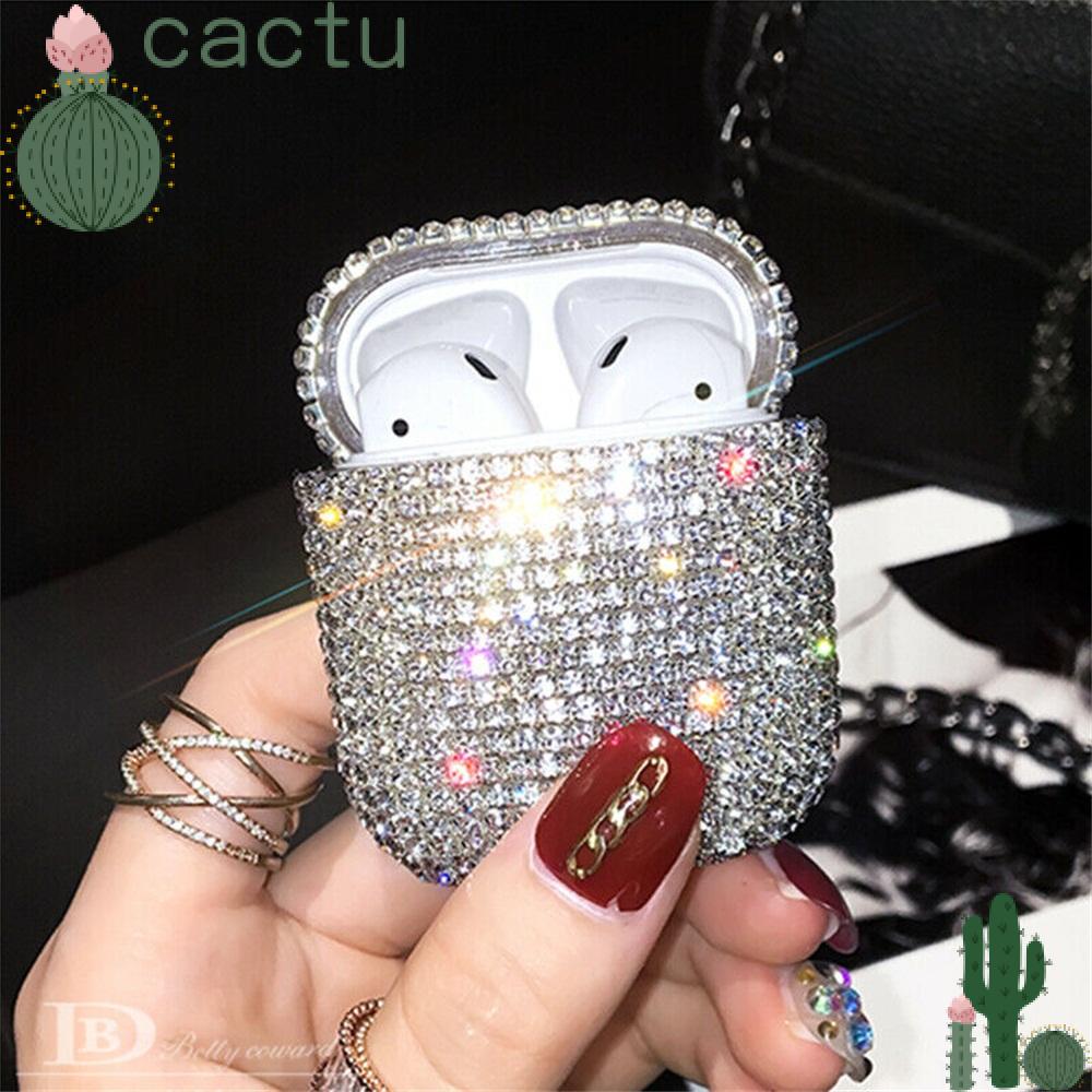 Vỏ Bọc Hộp Sạc Tai Nghe Cứng Đính Kim Cương Sáng Bóng Nhiều Màu Lấp Lánh Cho Nữ