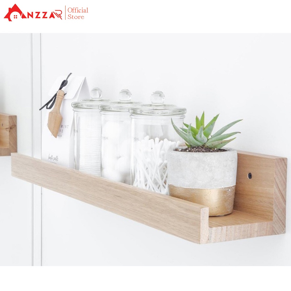 Kệ gỗ treo tường để khung ảnh, đồ lưu niệm trang trí nội thất phong cách hiện đại Anzzar KG-09