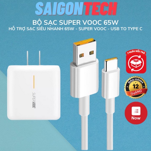 Combo Bộ Cục Củ Sạc Và Dây Cáp Sạc Nhanh Ｏｐｐｏ Super VOOC Type C 65W Dùng Cho Oppo A93/A53/A92/F9/Reno 7/Reno 5