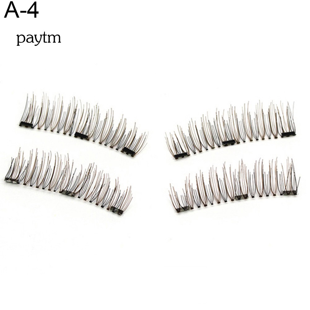 PM Handmade 3D Magnetic False Eyelashes Natural Thick Grafting Lashes with Tweezers