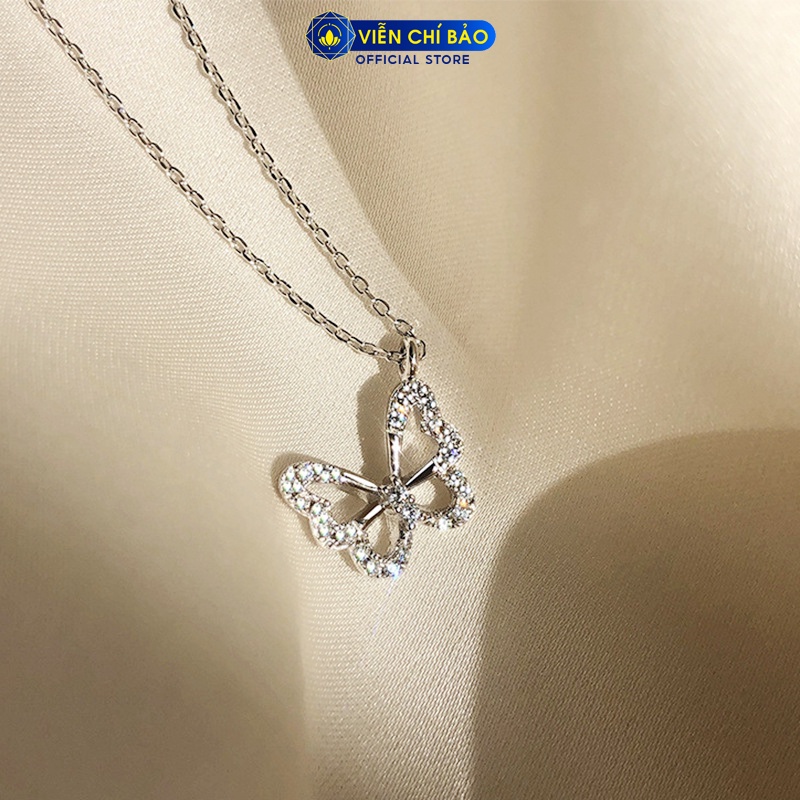 Dây chuyền bạc nữ Hồ điệp đính đá chất liệu bạc 925 thời trang phụ kiện trang sức nữ Viễn Chí Bảo D400370