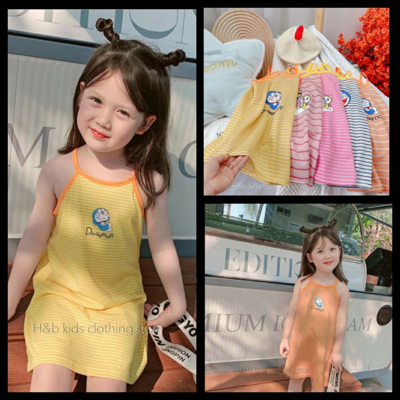 Váy, đầm 2 dây mùa hè cho bé gái họa tiết xinh xắn size 8ky - 20ky