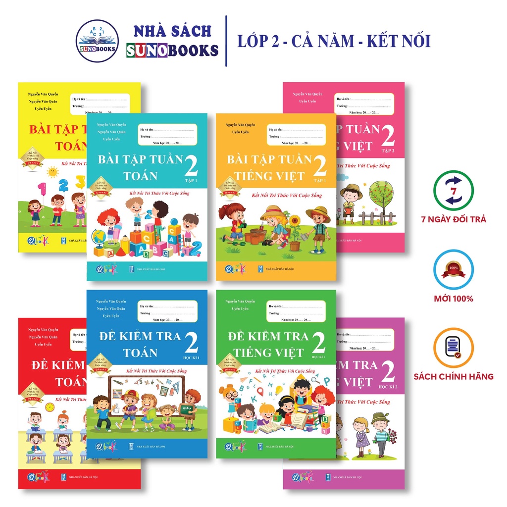 Sách - Trọn Bộ Bài Tập Tuần, Đề Kiểm Tra Toán và Tiếng Việt Lớp 2 - Kết Nối - Cả năm học